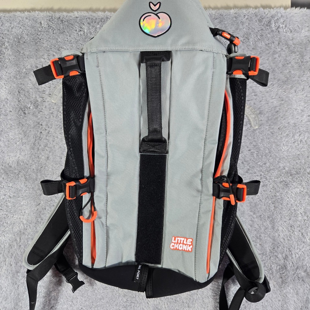Little Chonk The Maxine One Dog Carrier Backpack Grey Orange Pet Travel Bag